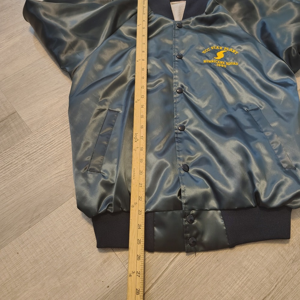 Vintage 1990 Auburn Sportswear Satin Bomber Jacket Navy Blue UCC Star Plant M - Picture 7 of 7